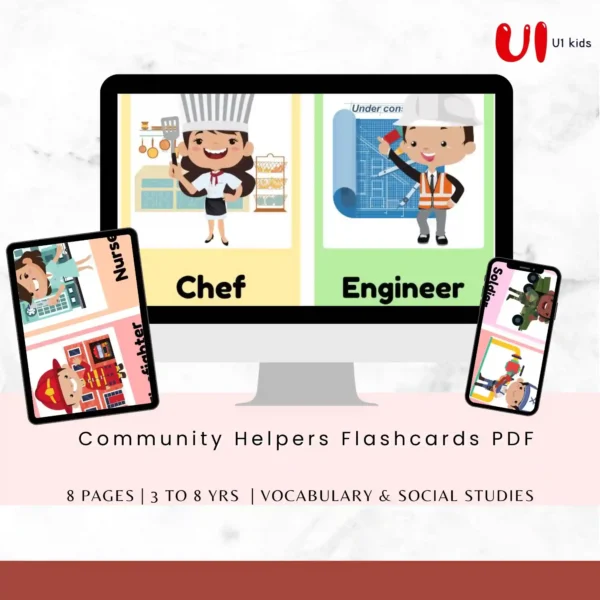 Community Helpers Flashcards PDF for Kids – 8 Pages – U1 Kids